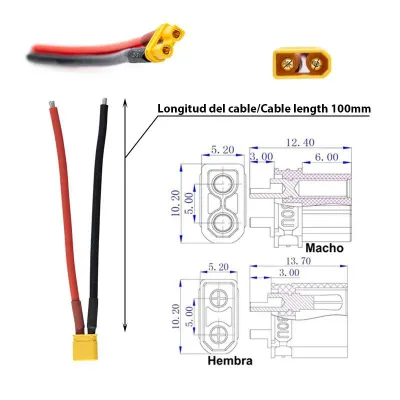 Cable con conector XT30 Amass - 1pc