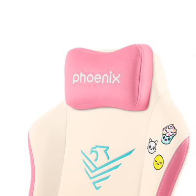 Silla Gaming Nova Cream Edition Alta Gama Cuero Color Crema y Rosa
