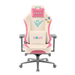 Silla Gaming Nova Cream Edition Alta Gama Cuero Color Crema y Rosa