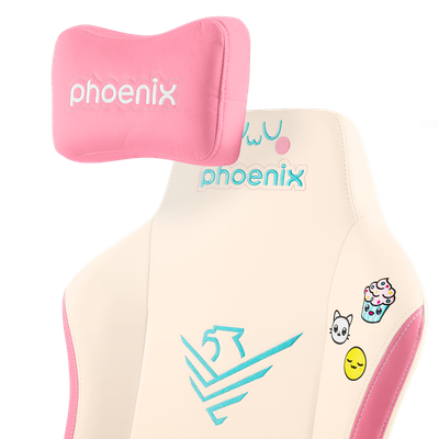 Silla Gaming Nova Cream Edition Alta Gama Cuero Color Crema y Rosa