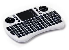 Phoenix Technologies - Mini Teclado Inalambrico 2.4Ghz con Touchpad Integrado para Android TV Box, PC, Pad, Smart TV, X-Box, HTPC, Blanco y Negro