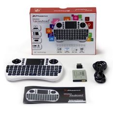 Phoenix Technologies - Mini Teclado Inalambrico 2.4Ghz con Touchpad Integrado para Android TV Box, PC, Pad, Smart TV, X-Box, HTPC, Blanco y Negro